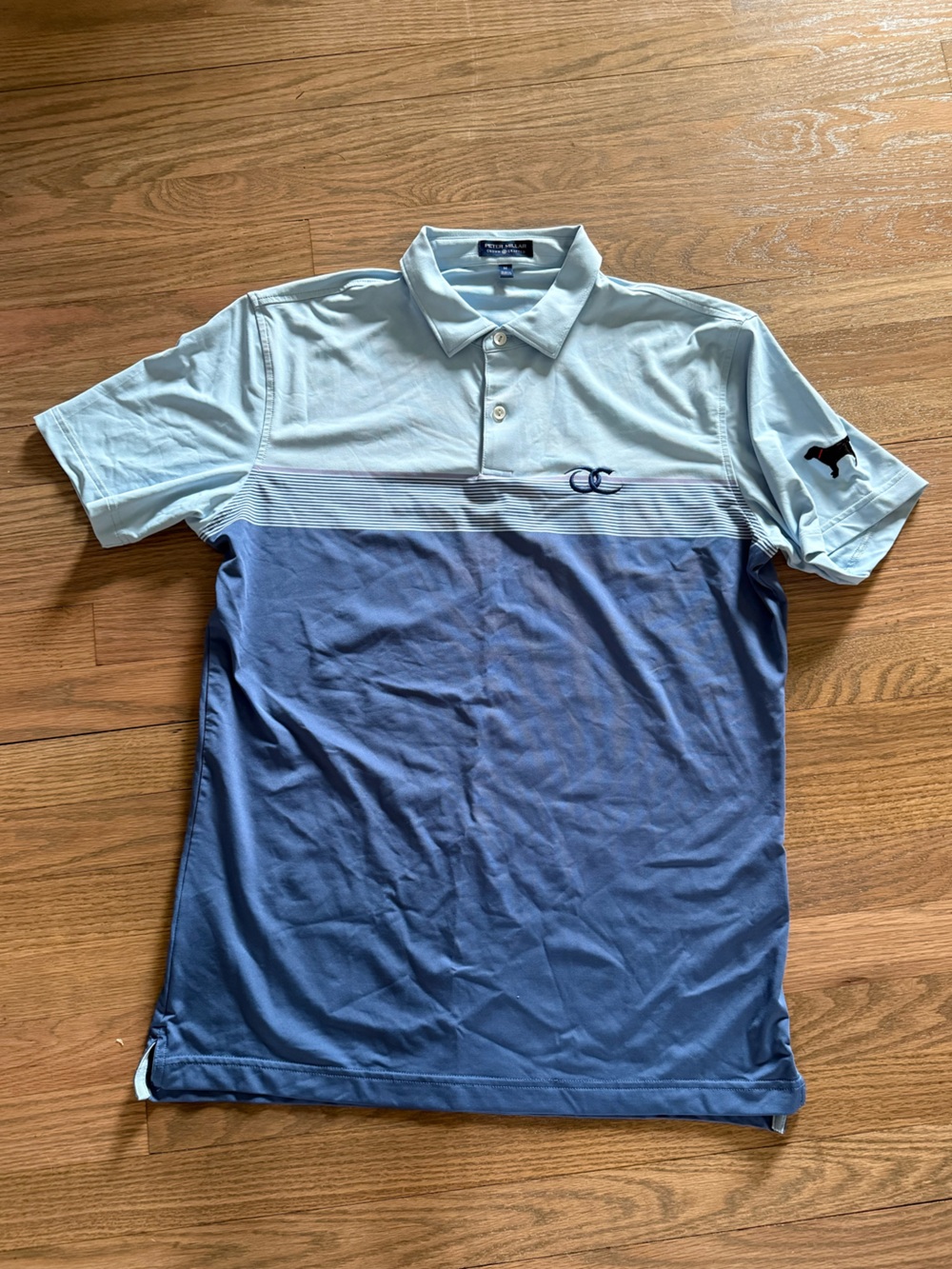 Peter Millar Men's Light Blue and Blue Polo